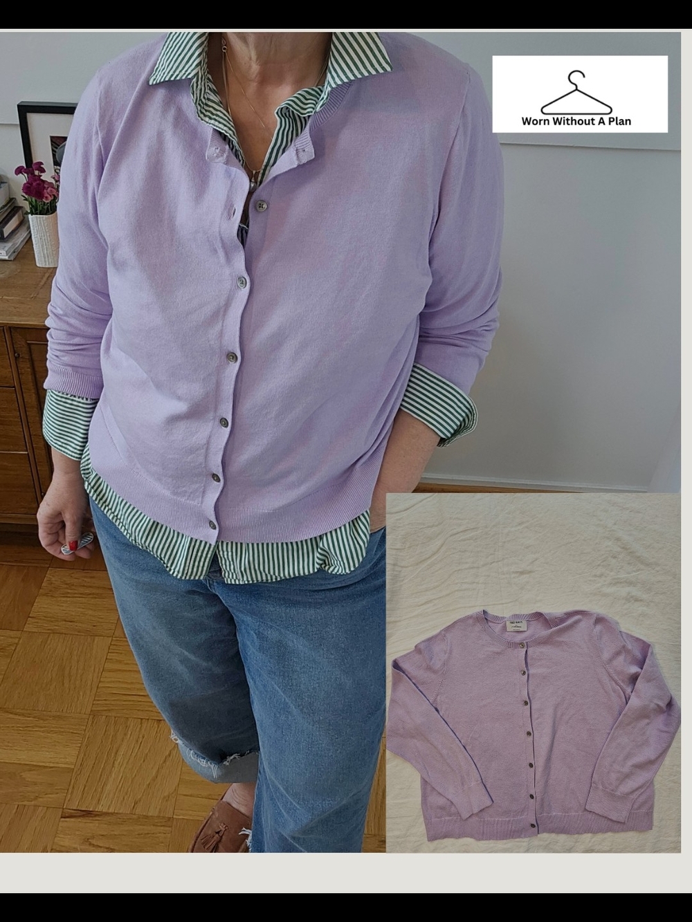 Old Navy Lavender Cotton Crewneck Summer Cardigan Size XXL